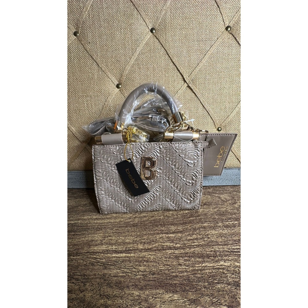 NWT Bebe Nola Mini Satchel with Credit Card Organizer—Light Taupe